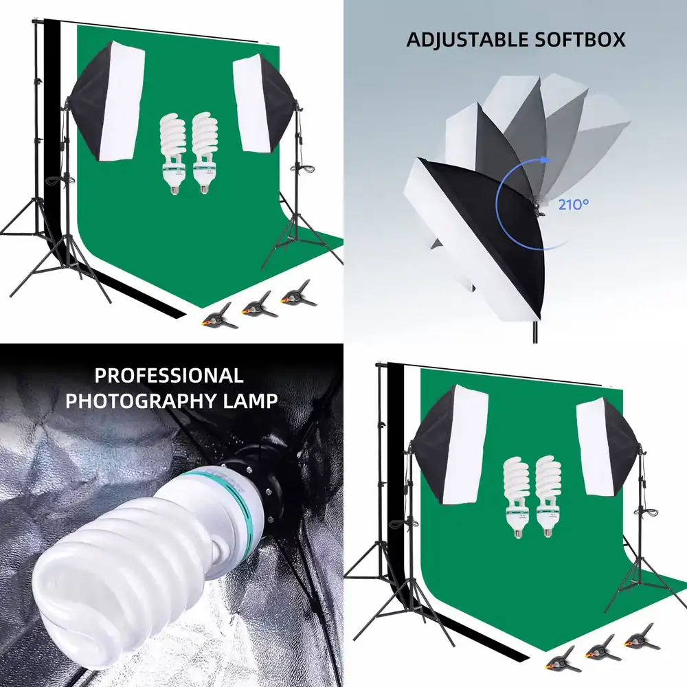 Equipo de estudio fotográfico: - Photography Lighting And Backdrop Kits reseña y precio